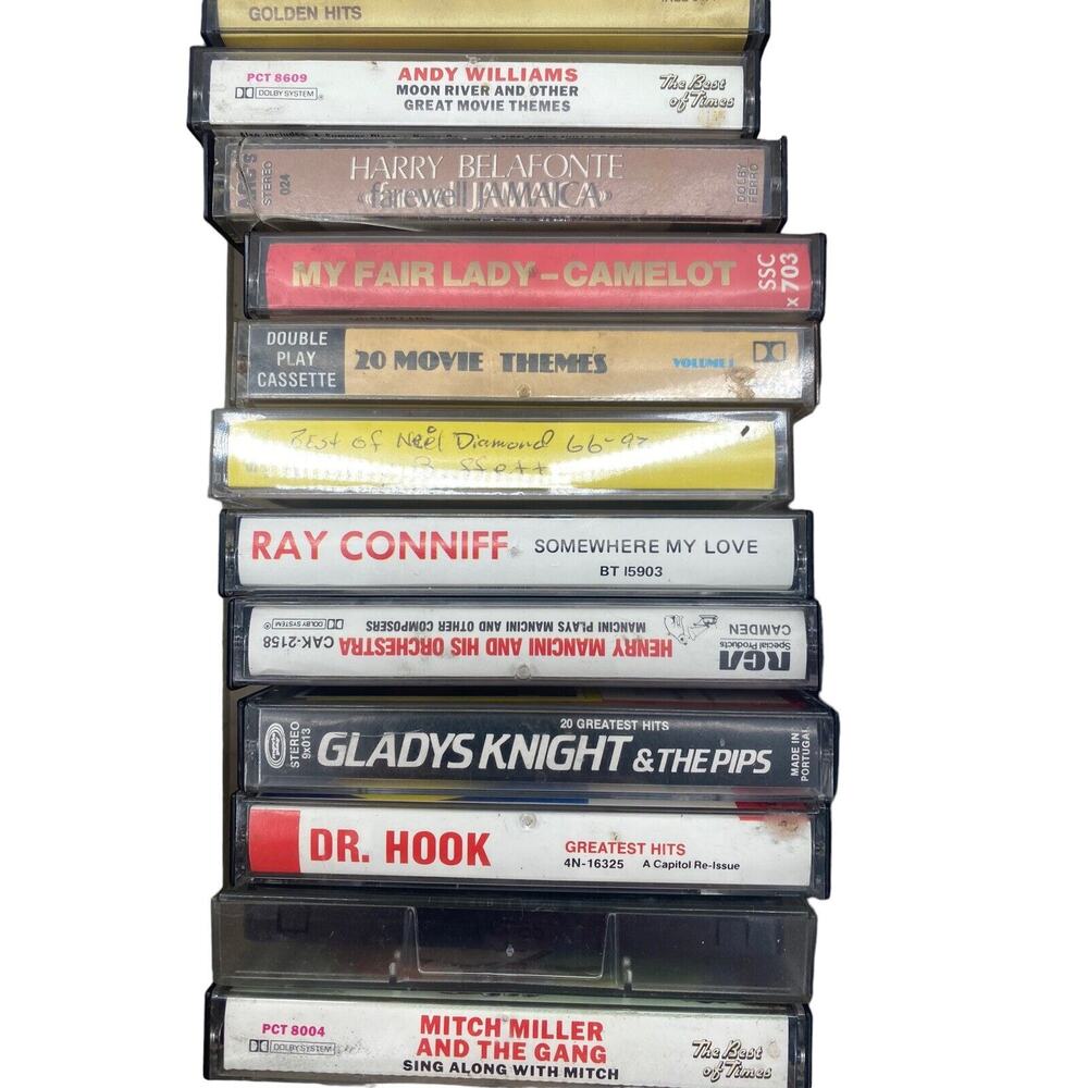 Vintage Lot of 12 Cassette Tapes - Classics by Dr. Hook, Ray Conniff, Gladys